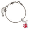 Silver Plated Medium Translucent Red Paw - Silver Plated Twist Rope Bead Charm Dangle with Mini Year 2026 on a large hole bead bracelet Jewelry Ideas and Examples