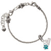 Silver Plated Mini Translucent Teal Paw - Silver Plated Twist Rope Bead Charm Dangle with Mini Year 2026 on a large hole bead bracelet Jewelry Ideas and Examples