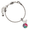 Silver Plated Multicolored Peace Sign - Silver Plated Twist Rope Bead Charm Dangle with Mini Year 2026 on a large hole bead bracelet Jewelry Ideas and Examples