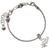 Silver Plated Mini Skull and Bones with 3 AB Crystals - Silver Plated Twist Rope Bead Charm Dangle with Mini Year 2026 on a large hole bead bracelet Jewelry Ideas and Examples