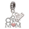 Silver Plated Cheer Mom with Pink Heart - Silver Plated Twist Rope Bead Charm Dangle with Mini Year 2026: Year to Remember Jewelry Gift - Celebrations