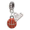 Silver Plated Mini Orange Basketball - Silver Plated Twist Rope Bead Charm Dangle with Mini Year 2026: Year to Remember Jewelry Gift - Celebrations