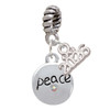 Silver Plated Peace with AB Crystal and Dove - Silver Plated Twist Rope Bead Charm Dangle with Mini Year 2026: Year to Remember Jewelry Gift - Celebrations