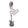 Silver Plated Rock Star Guitar - Silver Plated Twist Rope Bead Charm Dangle with Mini Year 2026: Year to Remember Jewelry Gift - Celebrations