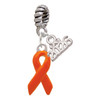 Silver Plated Orange Ribbon - Silver Plated Twist Rope Bead Charm Dangle with Mini Year 2026: Year to Remember Jewelry Gift - Celebrations