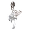 Silver Plated Palm Tree - Silver Plated Twist Rope Bead Charm Dangle with Mini Year 2026: Year to Remember Jewelry Gift - Celebrations