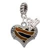 Two-tone Enamel Tiger Print Heart - Silver Plated Twist Rope Bead Charm Dangle with Mini Year 2026: Year to Remember Jewelry Gift - Celebrations