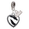 Silver Plated Black & White Zebra Print Heart - Silver Plated Twist Rope Bead Charm Dangle with Mini Year 2026: Year to Remember Jewelry Gift - Celebrations