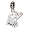 Heart with ''Soccer'' and AB Crystal - Silver Plated Twist Rope Bead Charm Dangle with Mini Year 2026: Year to Remember Jewelry Gift - Celebrations