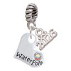 Heart with ''Water Polo'' and AB Crystal - Silver Plated Twist Rope Bead Charm Dangle with Mini Year 2026: Year to Remember Jewelry Gift - Celebrations
