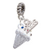 3-D Vanilla Ice Cream Cone with Crystal Sprinkles - Silver Plated Twist Rope Bead Charm Dangle with Mini Year 2026: Year to Remember Jewelry Gift - Celebrations