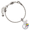 Silver Plated Large Multicolored Daisy on Peace Sign - Silver Plated Twist Rope Bead Charm Dangle with Mini Year 2026 on a large hole bead bracelet Jewelry Ideas and Examples