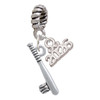 Silver Plated Baseball Bat and Ball - Silver Plated Twist Rope Bead Charm Dangle with Mini Year 2026: Year to Remember Jewelry Gift - Celebrations