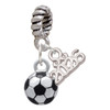 Silver Plated 3-D Soccer ball - Silver Plated Twist Rope Bead Charm Dangle with Mini Year 2026: Year to Remember Jewelry Gift - Celebrations