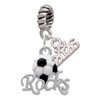 Silver Plated Enamel Soccer ball ''Rocks'' - Silver Plated Twist Rope Bead Charm Dangle with Mini Year 2026: Year to Remember Jewelry Gift - Celebrations