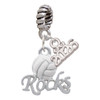 Silver Plated Enamel Volleyball ''Rocks'' - Silver Plated Twist Rope Bead Charm Dangle with Mini Year 2026: Year to Remember Jewelry Gift - Celebrations