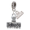 Silver Plated 3-D ''Believe'' Stamp - Silver Plated Twist Rope Bead Charm Dangle with Mini Year 2026: Year to Remember Jewelry Gift - Celebrations