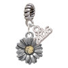 Two-tone Daisy Flower - Silver Plated Twist Rope Bead Charm Dangle with Mini Year 2026: Year to Remember Jewelry Gift - Celebrations