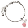 Silver Plated Large 3-D Pink Strawberry with Crystals - Silver Plated Twist Rope Bead Charm Dangle with Mini Year 2026 on a large hole bead bracelet Jewelry Ideas and Examples