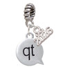 Silver Plated Text Chat - qt - Cutie - Silver Plated Twist Rope Bead Charm Dangle with Mini Year 2026: Year to Remember Jewelry Gift - Celebrations