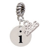 Silver Plated Disc Initial - i - Silver Plated Twist Rope Bead Charm Dangle with Mini Year 2026: Year to Remember Jewelry Gift - Celebrations