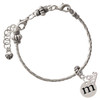 Silver Plated Disc Initial - m - Silver Plated Twist Rope Bead Charm Dangle with Mini Year 2026 on a large hole bead bracelet Jewelry Ideas and Examples
