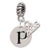Silver Plated Disc Initial - p - Silver Plated Twist Rope Bead Charm Dangle with Mini Year 2026: Year to Remember Jewelry Gift - Celebrations