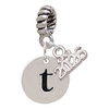 Silver Plated Disc Initial - t - Silver Plated Twist Rope Bead Charm Dangle with Mini Year 2026: Year to Remember Jewelry Gift - Celebrations
