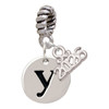 Silver Plated Disc Initial - y - Silver Plated Twist Rope Bead Charm Dangle with Mini Year 2026: Year to Remember Jewelry Gift - Celebrations