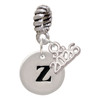Silver Plated Disc Initial - z - Silver Plated Twist Rope Bead Charm Dangle with Mini Year 2026: Year to Remember Jewelry Gift - Celebrations