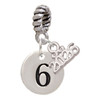 Silver Plated Disc Number - 6 - Silver Plated Twist Rope Bead Charm Dangle with Mini Year 2026: Year to Remember Jewelry Gift - Celebrations
