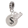 Silver Plated Disc - Symbol - Dollar Sign - $ - Silver Plated Twist Rope Bead Charm Dangle with Mini Year 2026: Year to Remember Jewelry Gift - Celebrations