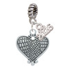 Antiqued Snake Print Heart - Silver Plated Twist Rope Bead Charm Dangle with Mini Year 2026: Year to Remember Jewelry Gift - Celebrations