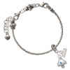Silver Plated 3-D Mushroom with Multicolored Crystals - Silver Plated Twist Rope Bead Charm Dangle with Mini Year 2026 on a large hole bead bracelet Jewelry Ideas and Examples