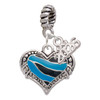 Silver Plated Hot Blue Tiger Print Heart - Silver Plated Twist Rope Bead Charm Dangle with Mini Year 2026: Year to Remember Jewelry Gift - Celebrations