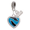 Silver Plated Hot Blue Zebra Print Heart - Silver Plated Twist Rope Bead Charm Dangle with Mini Year 2026: Year to Remember Jewelry Gift - Celebrations