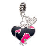 Silver Plated Hot Pink Large Cheetah Print Heart - Silver Plated Twist Rope Bead Charm Dangle with Mini Year 2026: Year to Remember Jewelry Gift - Celebrations