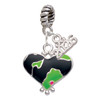 Silver Plated Lime Green Large Cheetah Print Heart - Silver Plated Twist Rope Bead Charm Dangle with Mini Year 2026: Year to Remember Jewelry Gift - Celebrations
