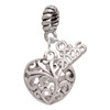 Silver Plated Medium Open Filigree Heart - Silver Plated Twist Rope Bead Charm Dangle with Mini Year 2026: Year to Remember Jewelry Gift - Celebrations