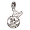 Silver Plated Raphael Angel in Rope Wreath - Silver Plated Twist Rope Bead Charm Dangle with Mini Year 2026: Year to Remember Jewelry Gift - Celebrations