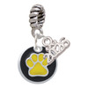 Silver Plated Yellow Paw on Black Disc - Silver Plated Twist Rope Bead Charm Dangle with Mini Year 2026: Year to Remember Jewelry Gift - Celebrations