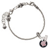 Silver Plated Pink Paw on Black Disc - Silver Plated Twist Rope Bead Charm Dangle with Mini Year 2026 on a large hole bead bracelet Jewelry Ideas and Examples
