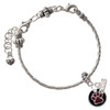Silver Plated Maroon Paw on Black Disc - Silver Plated Twist Rope Bead Charm Dangle with Mini Year 2026 on a large hole bead bracelet Jewelry Ideas and Examples