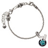 Silver Plated Teal Paw on Black Disc - Silver Plated Twist Rope Bead Charm Dangle with Mini Year 2026 on a large hole bead bracelet Jewelry Ideas and Examples