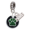 Silver Plated Green Paw on Black Disc - Silver Plated Twist Rope Bead Charm Dangle with Mini Year 2026: Year to Remember Jewelry Gift - Celebrations