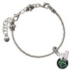 Silver Plated Green Paw on Black Disc - Silver Plated Twist Rope Bead Charm Dangle with Mini Year 2026 on a large hole bead bracelet Jewelry Ideas and Examples