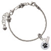 Silver Plated Black Paw on White Disc - Silver Plated Twist Rope Bead Charm Dangle with Mini Year 2026 on a large hole bead bracelet Jewelry Ideas and Examples