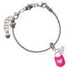 Hot Pink Enamel Lock with Clear Crystals - Silver Plated Twist Rope Bead Charm Dangle with Mini Year 2026 on a large hole bead bracelet Jewelry Ideas and Examples
