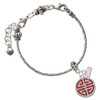 Silver Plated Red Chinese Blessing - Silver Plated Twist Rope Bead Charm Dangle with Mini Year 2026 on a large hole bead bracelet Jewelry Ideas and Examples