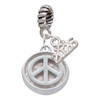 Silver Plated Peace Sign - Round Seal - Silver Plated Twist Rope Bead Charm Dangle with Mini Year 2026: Year to Remember Jewelry Gift - Celebrations
